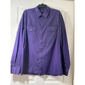 Kenneth Cole New York Mens XL Purple Micro Stripe Long Sleeve Button Down Shirt